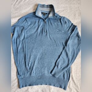 Banana Republic Men's Long Sleeve. Quarter Zip-Up Sweater in Blue